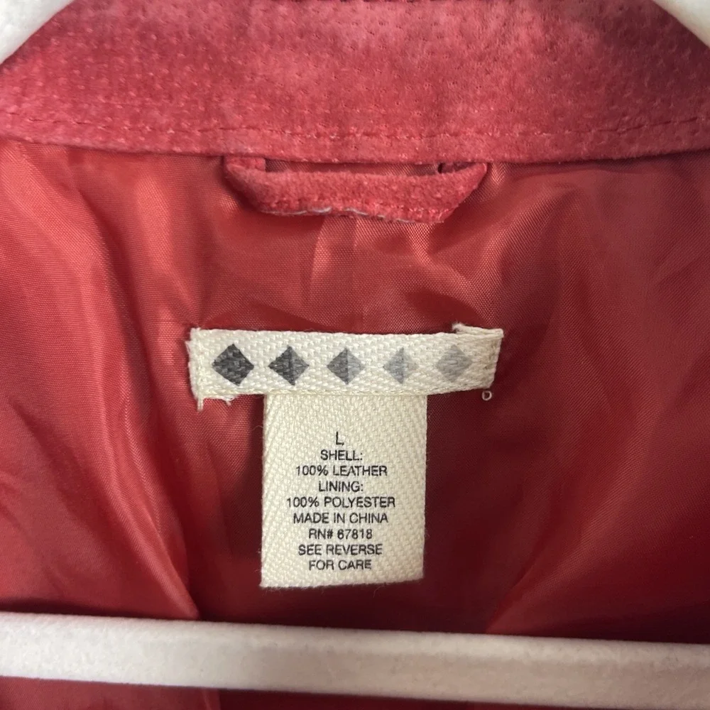 VTG Live A Little Red Suede Jacket Womens L Snap Front Western Boho